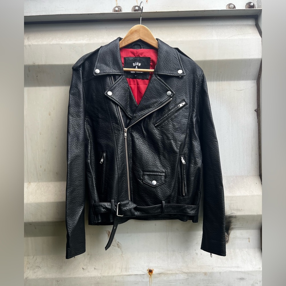 Vegan Black Leather Biker Jacket